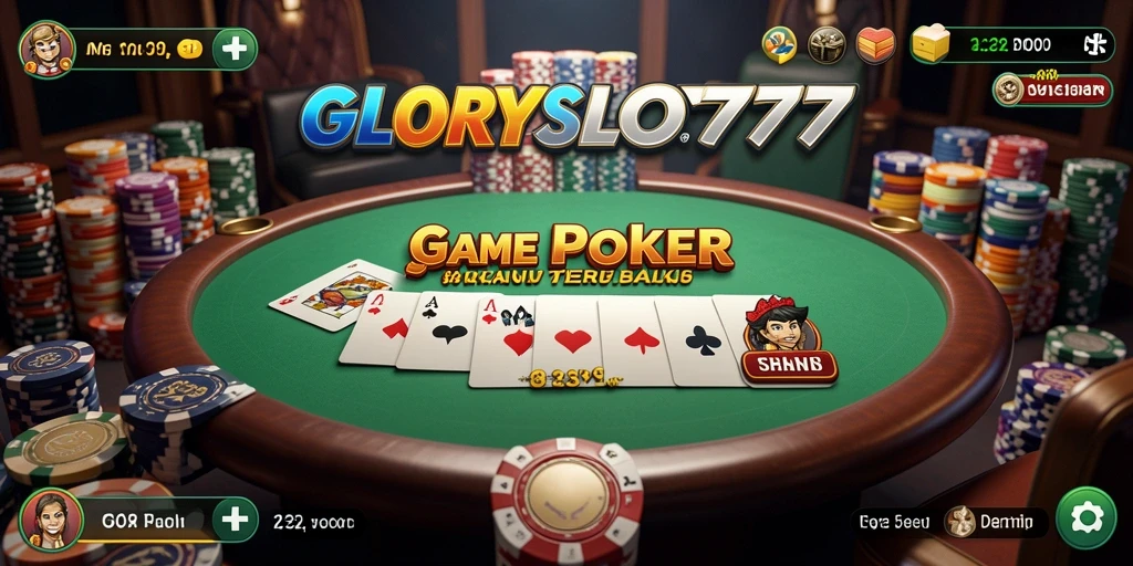 Tampilan menarik dari gameplay Poker di GLORYSLOT777 yang seru.