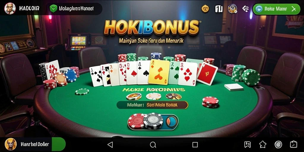 Screenshot gameplay HOKIBONUS menunjukkan aksi Poker yang seru dan kompetitif.