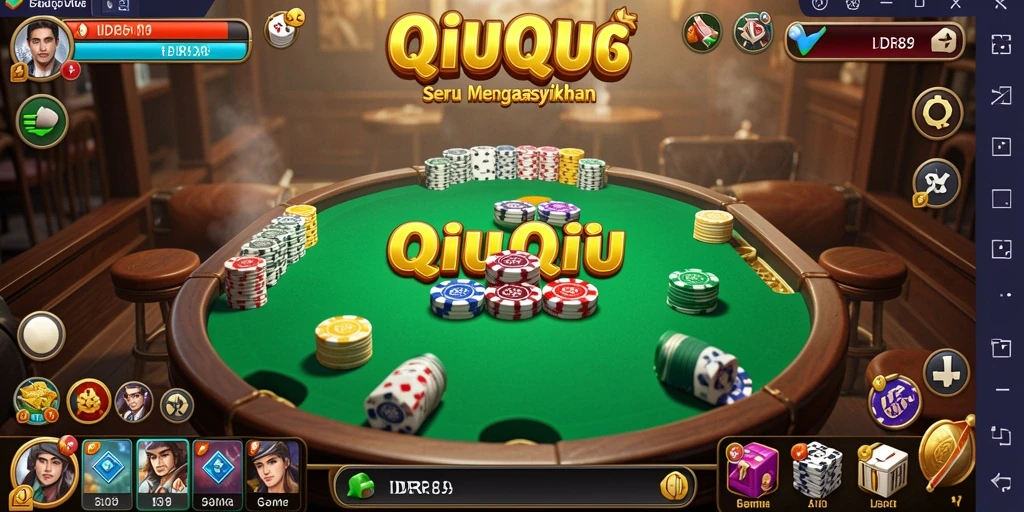 Tangkapan layar menunjukkan gameplay QiuQiu yang menegangkan di IDR89.